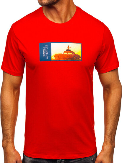 Camiseta estampada de algodón para hombre Rojo Bolf MPO3559