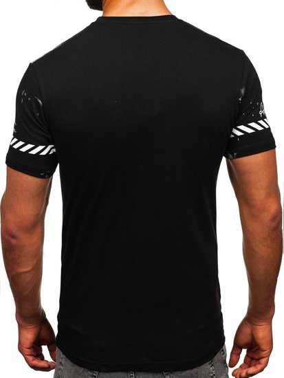 Camiseta estampada de algodón para hombre color negro Bolf 11003