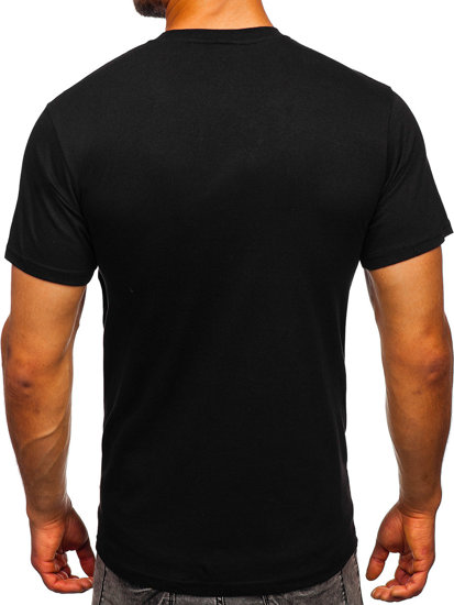 Camiseta estampada de algodón para hombre color negro Bolf 2017