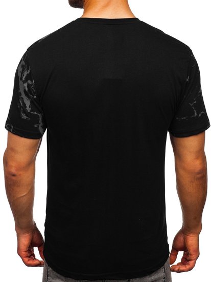 Camiseta estampada de algodón para hombre color negro Bolf 627