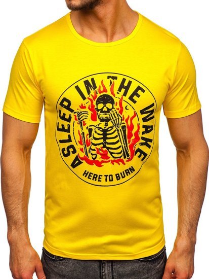 Camiseta estampada para hombre color amarillo Denley KS2631