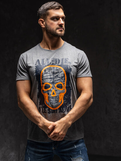 Camiseta estampada para hombre color antracita Bolf Y70007