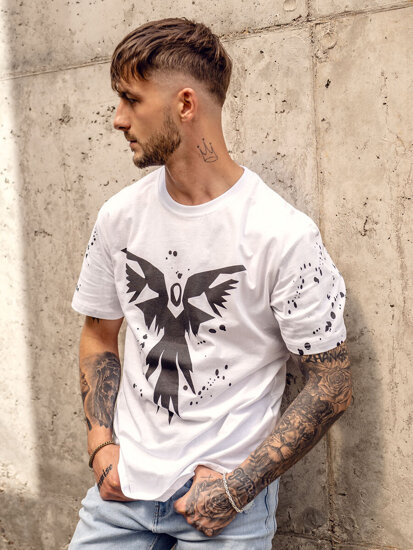 Camiseta estampada para hombre color blanco Bolf 300