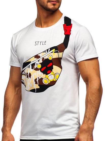 Camiseta estampada para hombre color blanco Bolf KS2371