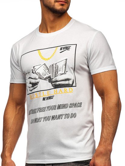 Camiseta estampada para hombre color blanco Bolf KS2538