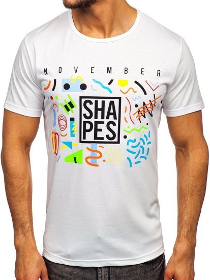 Camiseta estampada para hombre color blanco Bolf KS2625