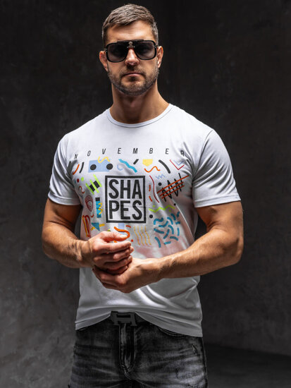 Camiseta estampada para hombre color blanco Bolf KS2625