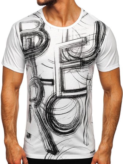 Camiseta estampada para hombre color blanco Denley KS2525T