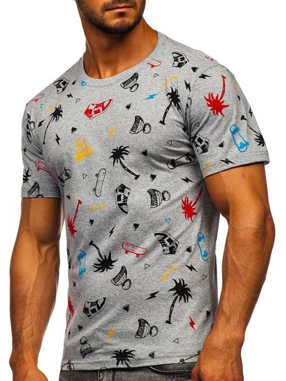 Camiseta estampada para hombre color gris Bolf 1150