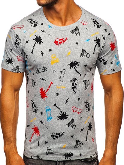 Camiseta estampada para hombre color gris Bolf 1150