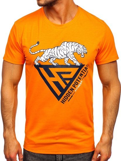 Camiseta estampada para hombre color naranja Denley Y70013