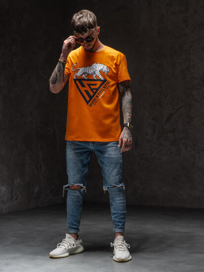 Camiseta estampada para hombre color naranja Denley Y70013