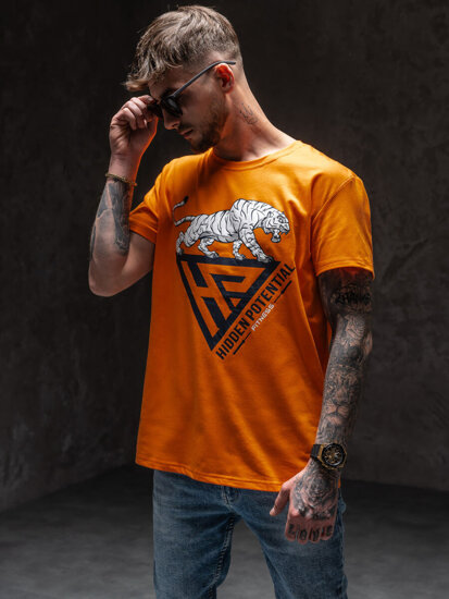 Camiseta estampada para hombre color naranja Denley Y70013