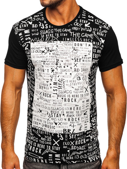 Camiseta estampada para hombre color negro Bolf 1173