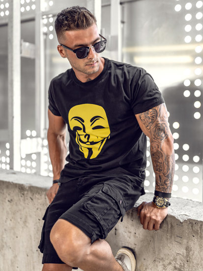 Camiseta estampada para hombre color negro Bolf 192367