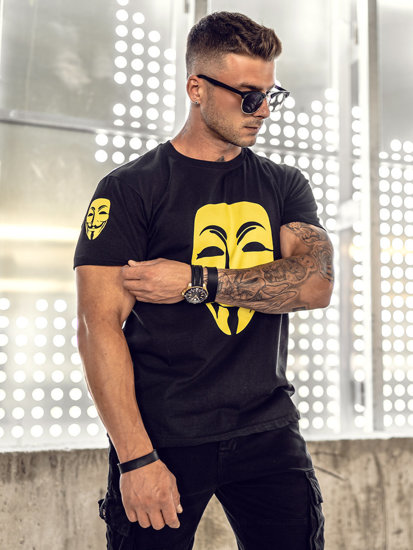 Camiseta estampada para hombre color negro Bolf 192367