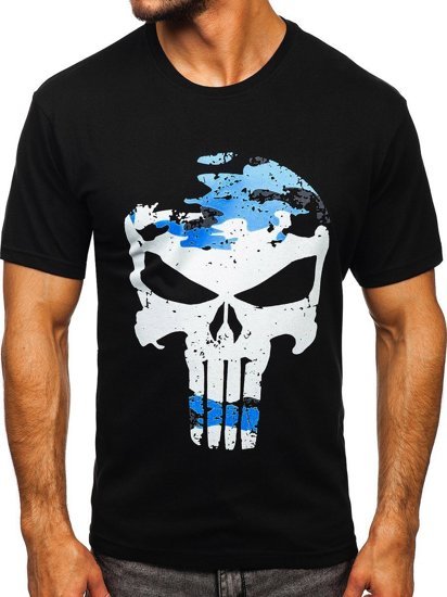 Camiseta estampada para hombre color negro Bolf 2098