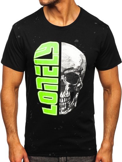 Camiseta estampada para hombre color negro Bolf Y70001