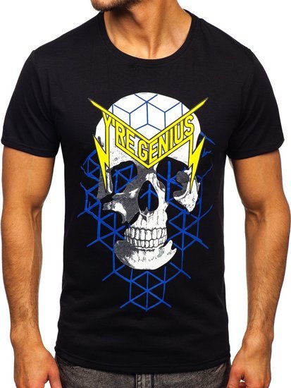 Camiseta estampada para hombre color negro Bolf Y70002