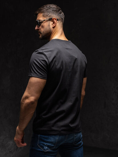 Camiseta estampada para hombre color negro Bolf Y70002