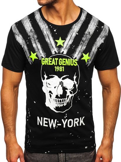 Camiseta estampada para hombre color negro Bolf Y70006