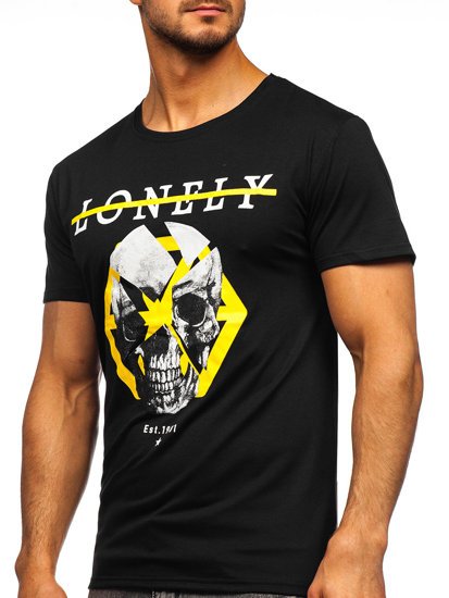 Camiseta estampada para hombre color negro Bolf Y70011