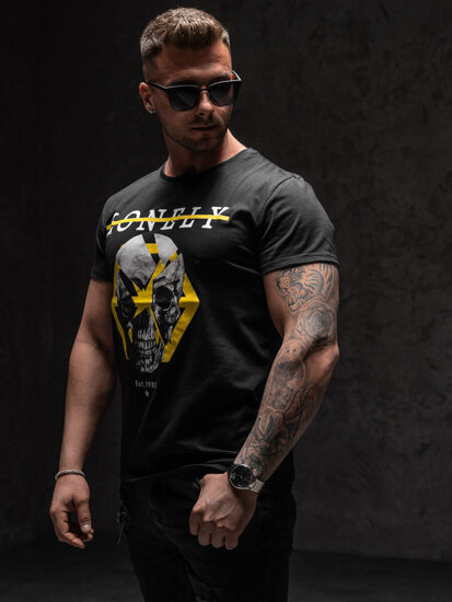 Camiseta estampada para hombre color negro Bolf Y70011