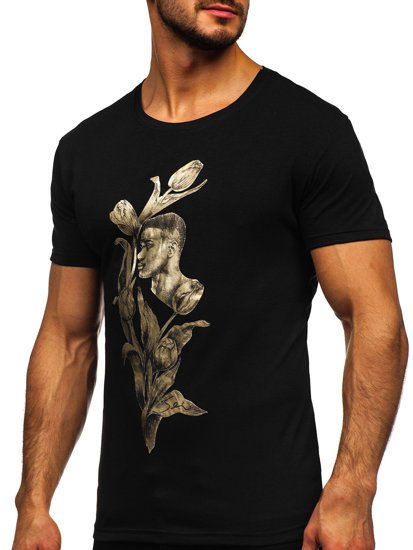 Camiseta estampada para hombre color negro Bolf Y70052