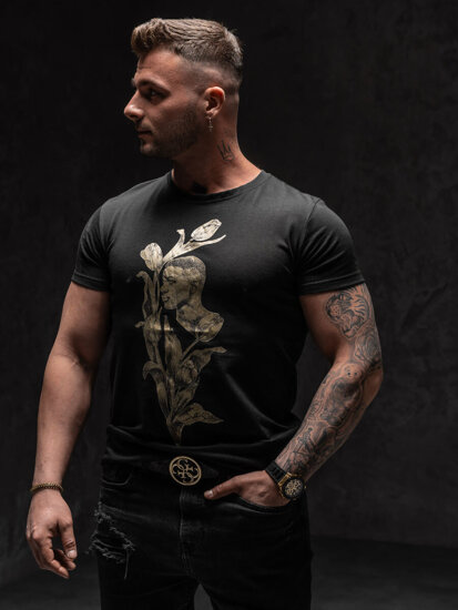 Camiseta estampada para hombre color negro Bolf Y70052