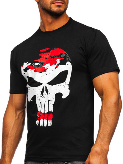 Camiseta estampada para hombre color negro y rojo Bolf 2098