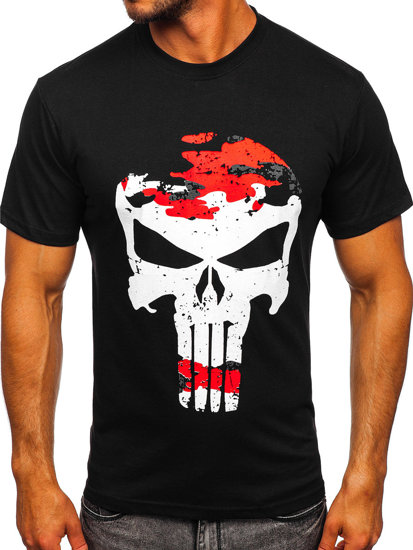 Camiseta estampada para hombre color negro y rojo Bolf 2098