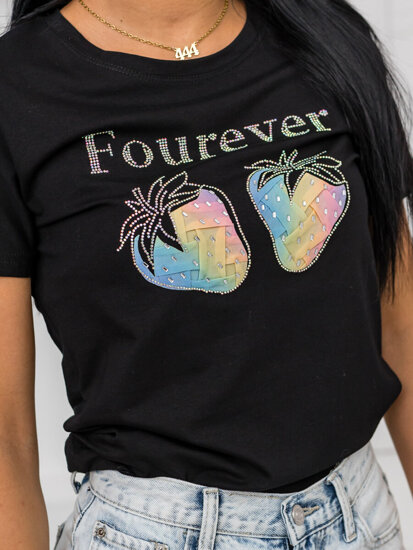 Camiseta estampada para mujer Negro Bolf 95T2518