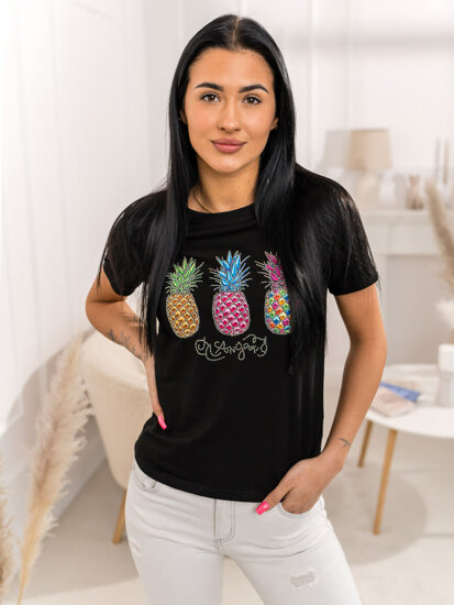 Camiseta estampada para mujer Negro Bolf 95T2522