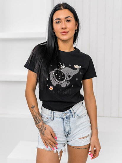 Camiseta estampada para mujer Negro Bolf 96T625