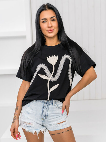 Camiseta estampada para mujer Negro Bolf 96T632