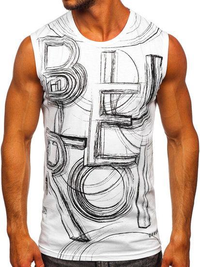 Camiseta estampada sin mangas color blanco Bolf 14818