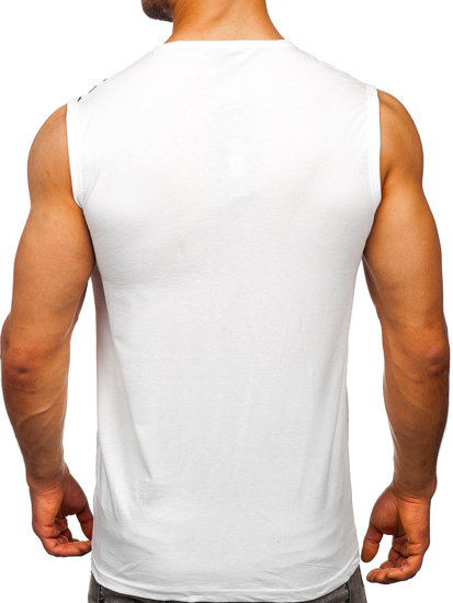 Camiseta estampada sin mangas color blanco Bolf 14821