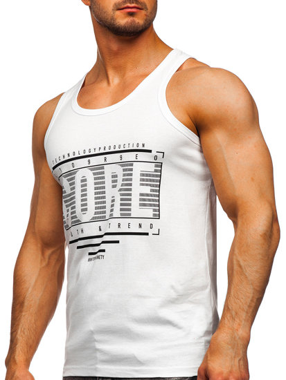 Camiseta estampada sin mangas tipo bóxer color blanco Bolf 14840