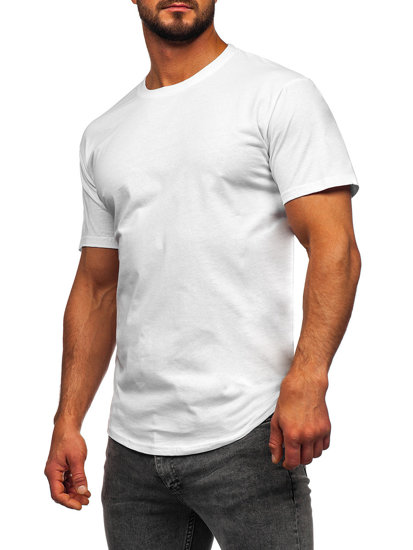 Camiseta larga de manga corta sin estampado para hombre blanco Bolf 14290