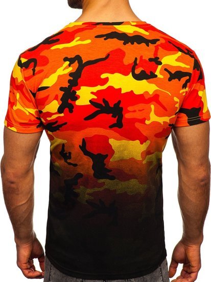 Camiseta para hombre naranja con estampado de camuflaje Bolf S808