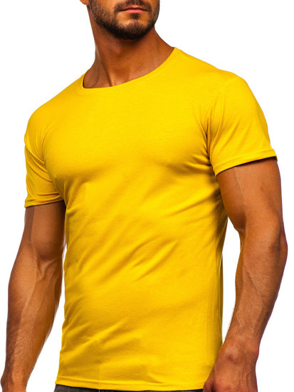 Camiseta para hombre sin estampado color amarillo oscuro Bolf 2005