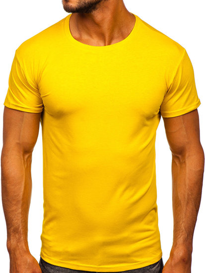 Camiseta para hombre sin estampado color amarillo oscuro Bolf 2005