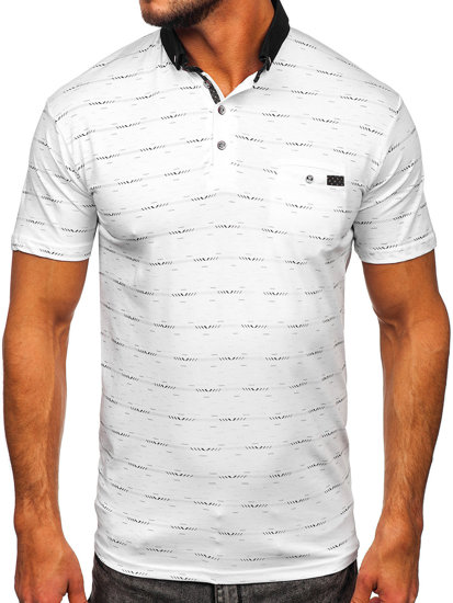 Camiseta polo con impresión con bolsillo para hombre blanco Bolf 192472