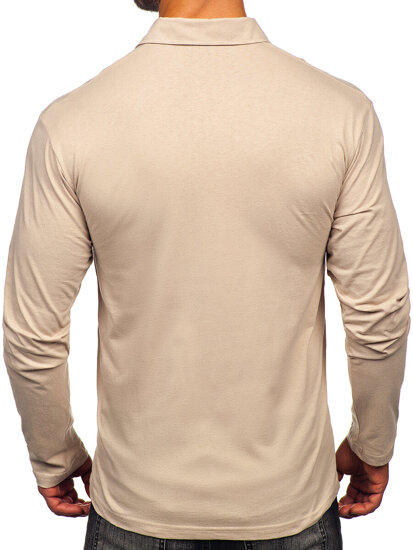 Camiseta polo de algodón de manga larga para hombre beige Bolf 5119