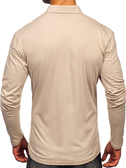 Camiseta polo de algodón de manga larga para hombre beige Bolf 5120