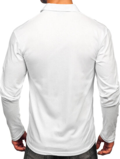 Camiseta polo de algodón de manga larga para hombre blanco Bolf 5119