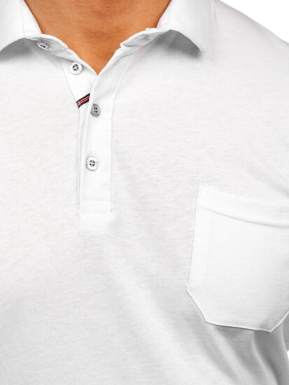 Camiseta polo de algodón de manga larga para hombre blanco Bolf 5120