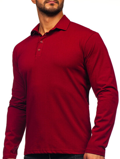 Camiseta polo de algodón de manga larga para hombre burdeos Bolf 5119