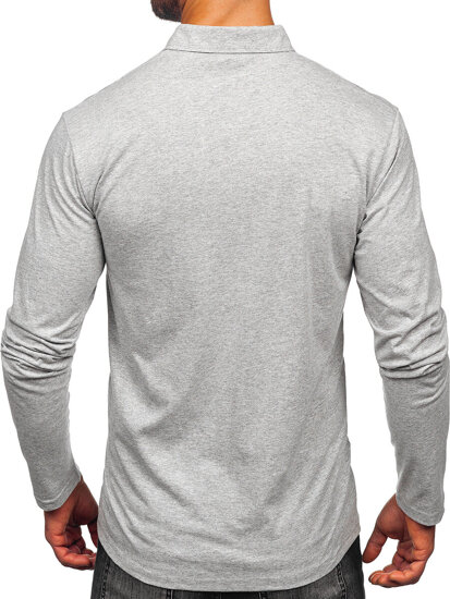 Camiseta polo de algodón de manga larga para hombre gris Bolf 5120