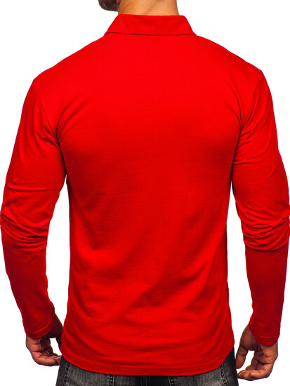 Camiseta polo de algodón de manga larga para hombre rojo Bolf 5119